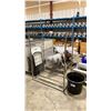Image 1 : GROUP OF ASSORTED ITEMS- STATIONARY CLOTHING RACK, PLANTER POT, FOLDING CHAIRS, PLASTIC 4 WHEEL