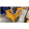 Image 1 : YELLOW PLASTIC/METAL MOBILE PRODUCT BIN APPROX 4' X 2' X 33"H WITH ASSORTED CONTENTS
