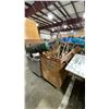 Image 1 : WOODEN MOBILE CART WITH ASSORTED SHOVELS, BROOMS & LARGE TOOLS *CART INCLUDED*