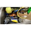 Image 9 : CONTENTS OF GREY MOBILE CART OF ASSORTED AUTOMOTIVE ITEMS, FLOOR JACKS & HAND TOOLS
