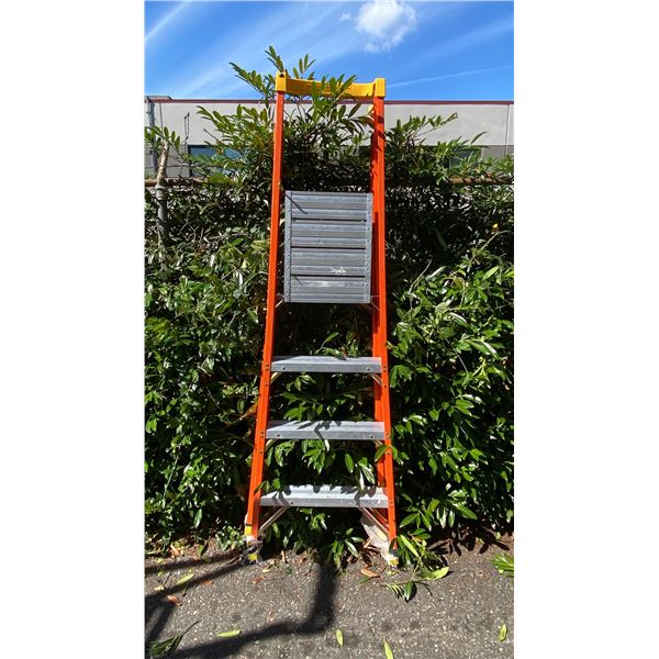 ALLRIGHT 4' ORANGE CARBON FIBER INDUSTRIAL PLATFORM LADDER