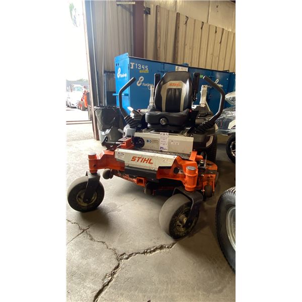 2023 STIHL RZA 748 RIDE ON ZERO TURN MOWER, ORANGE, VIN 956000786,