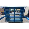 Image 5 : BLUE 2 DOOR METAL MESH 61"W X 25"D X 67"H HEAVY DUTY INDUSTRIAL TRANSPORT / STORAGE CART WITH CRANE