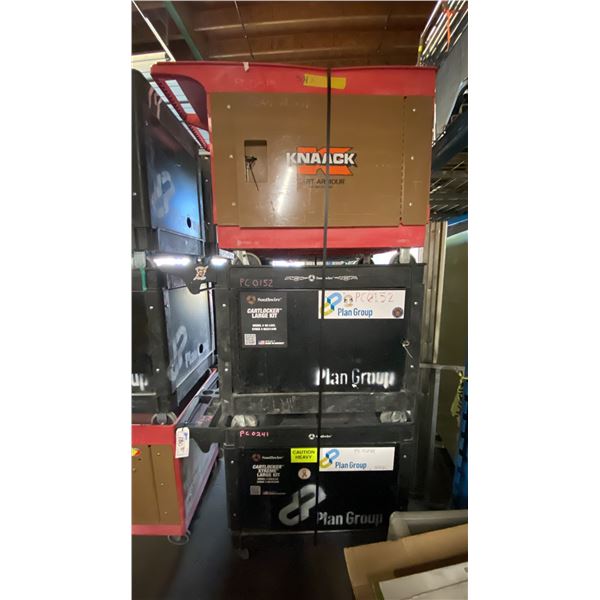 3- SOUTHWIRE PLASTIC / METAL  2 TIER 46"L X 26"W X 33 1/2"H INDUSTRIAL MOBILE PRODUCT / TOOL