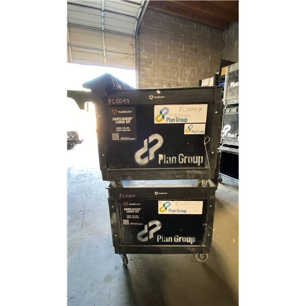 2- SOUTHWIRE PLASTIC / METAL  2 TIER 46"L X 26"W X 33 1/2"H INDUSTRIAL MOBILE PRODUCT / TOOL