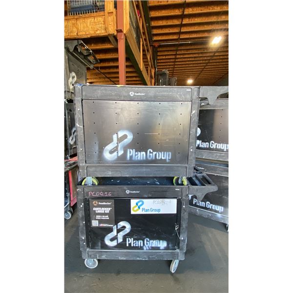 2- SOUTHWIRE PLASTIC / METAL  2 TIER 46"L X 26"W X 33 1/2"H INDUSTRIAL MOBILE PRODUCT / TOOL