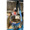 Image 5 : SHELF OF ASSORTED ITEMS- MILWAUKEE JOB LIGHT, RESPIRATOR, AIR COMPRESSOR, FAN, PAINT & MORE