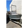 Image 1 : 16' ALUMINUM BOAT WITH CANOPY FRAME, LEXAN WINDSHIELD, ALUMINUM GAS TANK, MERCURY 75 OUTBOARD GAS