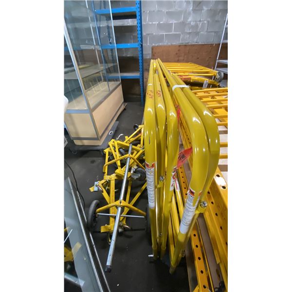 YELLOW SCAFFOLDING SAFETY RAILINGS & ANTI TIP LEGS
