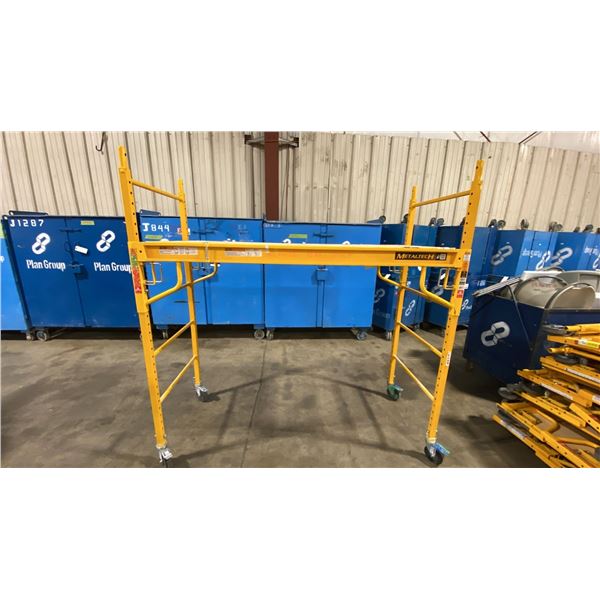 METALTECH YELLOW 6' MOBILE ADJUSTABLE HEIGHT DRYWALLER'S SCAFFOLDING WITH 1,000 LB LOAD CAPACITY