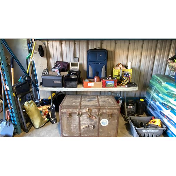 GROUP OF ASSORTED ITEMS- SNOWBOARD, SNOWBOARD BOOTS, CAMPING ITEMS, PROJECTOR, DVD PLAYERS,