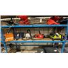 Image 1 : SHELF OF ASSORTED ITEMS- RYOBI PRESSURE WASHER, MILWAUKEE CORDLESS HEDGE TRIMMER, LONG HANDLED