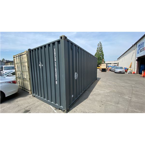 GREY 20' 67,200 LB MAX CAPACITY INDUSTRIAL TRANSPORT CONTAINER WITH DUAL SWING REAR DOORS