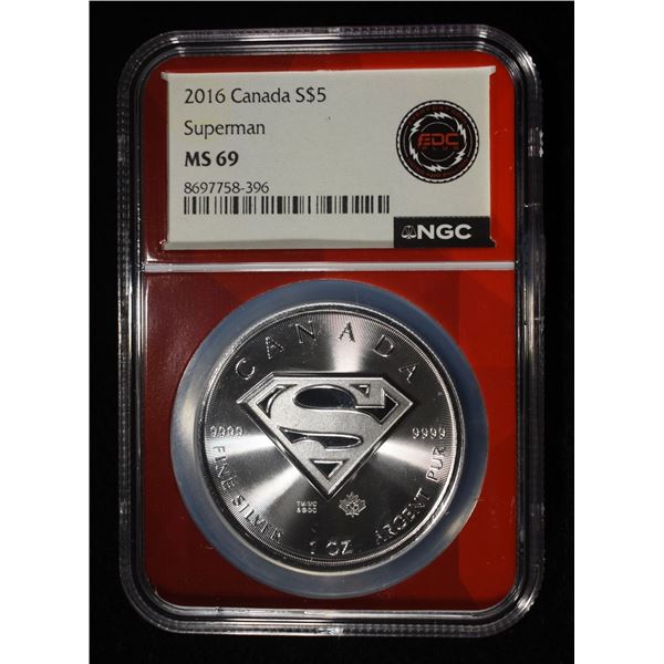 2016 1 OZ SILVER CANADA SUPERMAN NGC MS-69