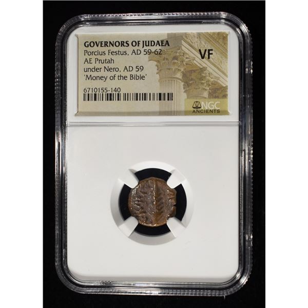AD 59-62 PORCIUS FESTUS AE PRUTAH NGC VF