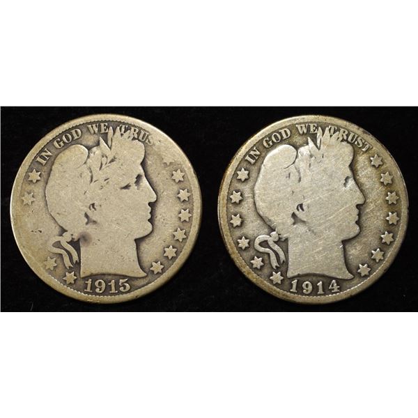 1914-S, 1915-S BARBER HALF DOLLARS