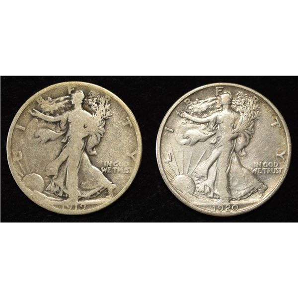 1919 VG & 1920 VF WALKING LIBERTY HALF DOLLARS