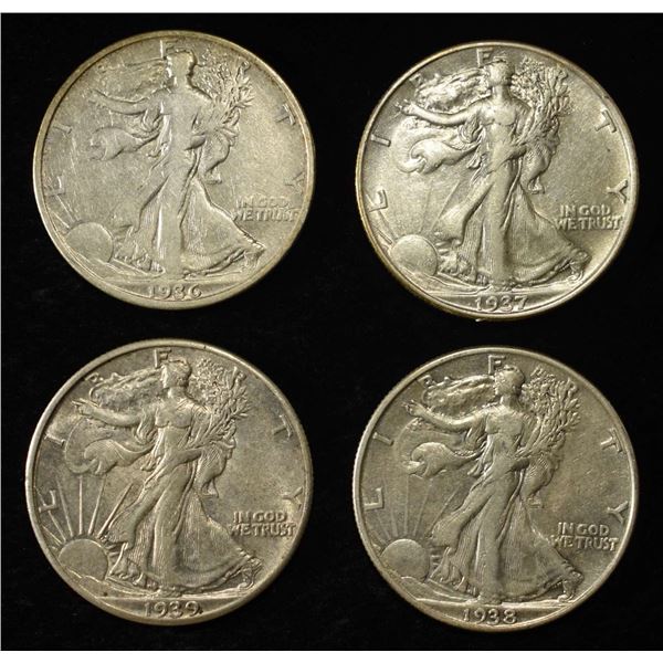 1936, 37, 38, 39 WALKING LIBERTY HALF DOLLARS