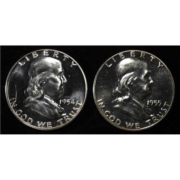 1954 & 1955 FRANKLIN HALF DOLLARS CH PROOF