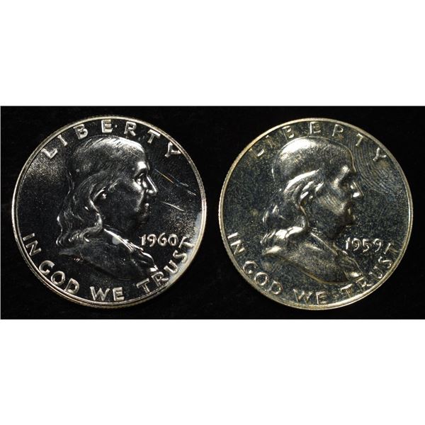 1959 & 1960 FRANKLIN HALF DOLLARSS CH PROOF