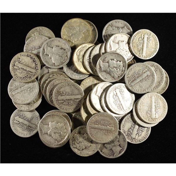 (50) 90% SILVER MERCURY DIMES
