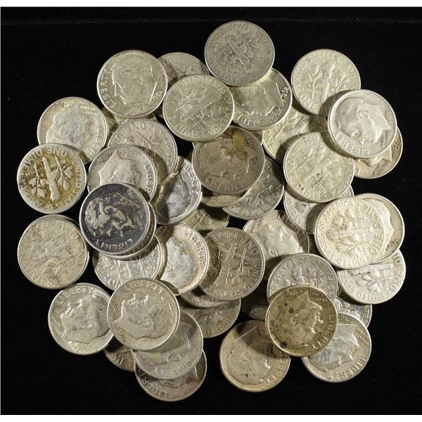 (50) ROOSEVELT DIMES 90% SILVER