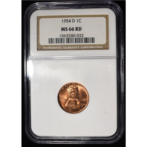 1954-D WHEAT CENT NGC MS66 RD
