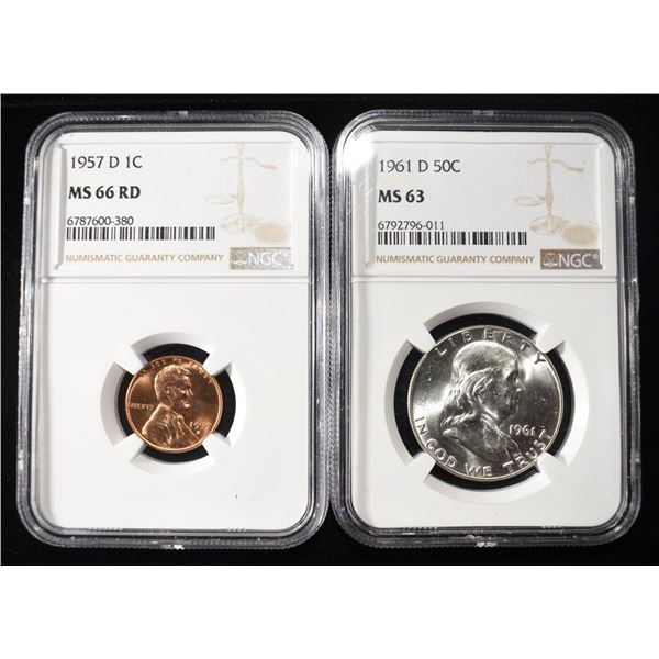 CENT & HALF DOLLAR NGC GRADED COINS