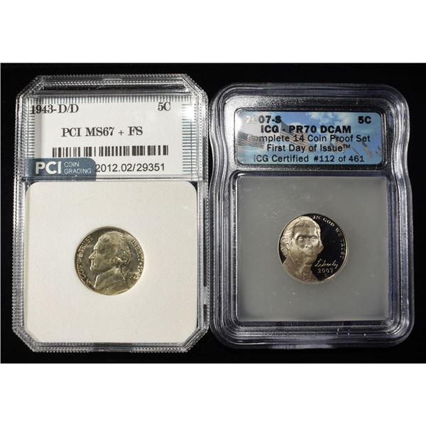 (2) GRADED JEFFERSON NICKELS