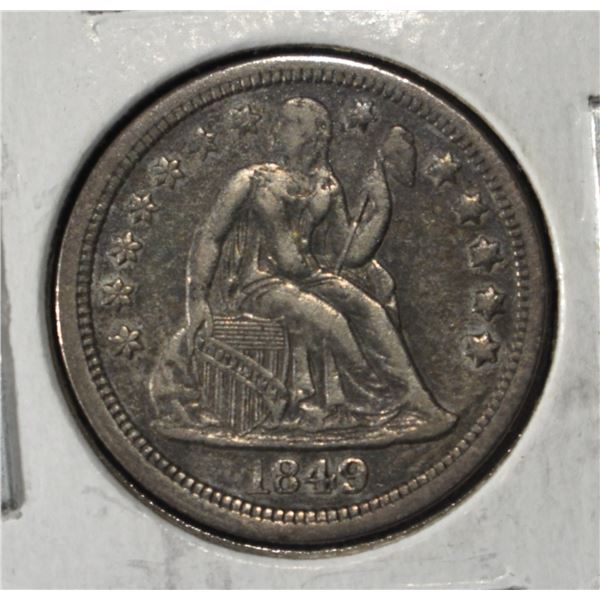1849 LIBERTY SEATED DIME CH AU