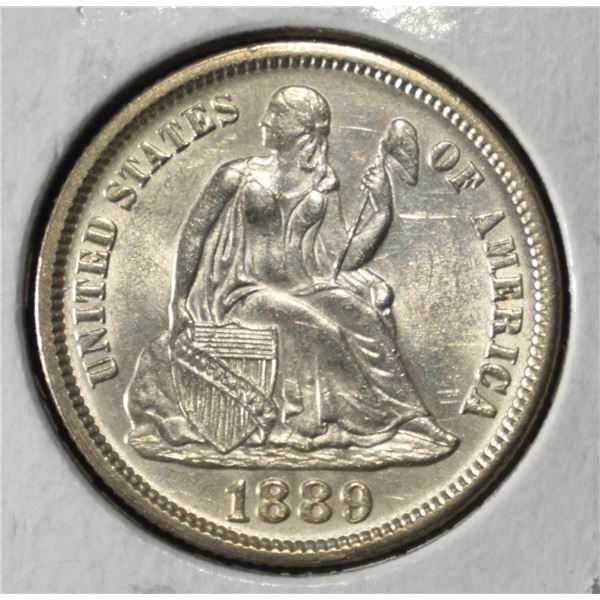 1889 LIBERTY SEATED DIME CH BU