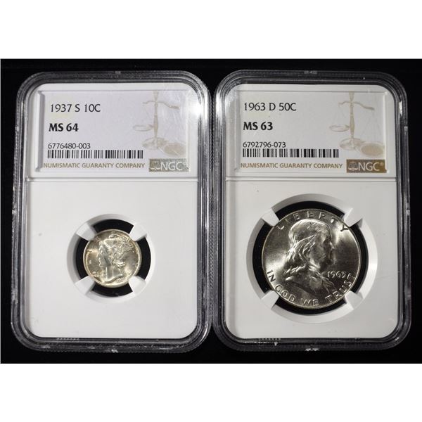 DIME & HALF DOLLAR NGC GRADED COINS