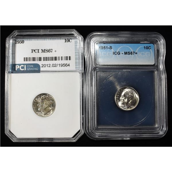 (2) GRADED ROOSEVELT DIMES