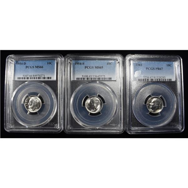 1954-D&S & 1961 ROOSEVELT DIMES PCGS MS65-67