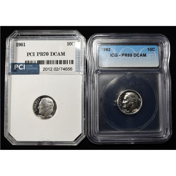 (2) GRADED ROOSEVELT DIMES