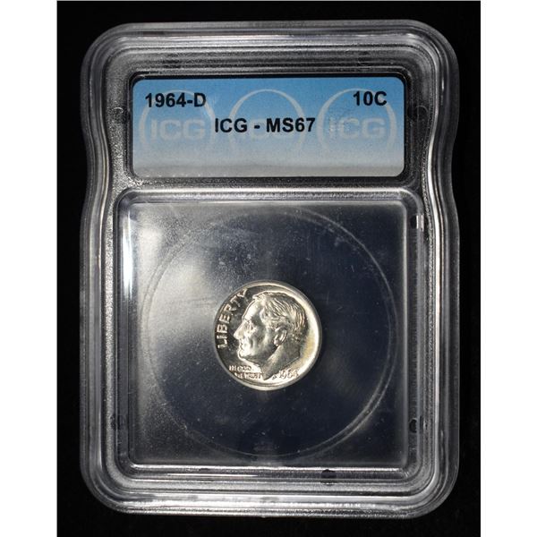 1964-D ROOSEVELT DIME ICG MS67