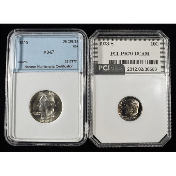 DIME & QUARTER GRADED COINS