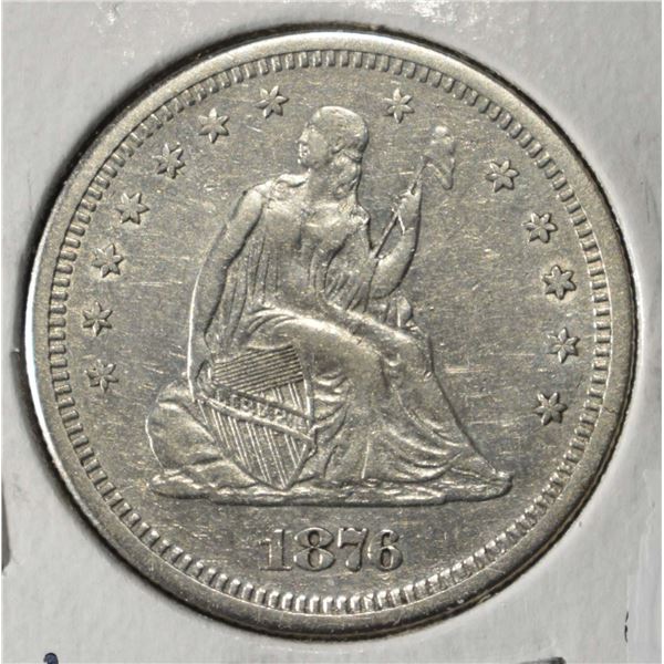 1876-S LIBERTY SEATED QUARTER AU