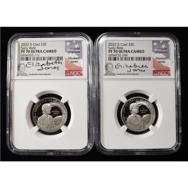 (2) 2022-S CLAD WASHINGTON QUARTERS NGC PF70UCAM