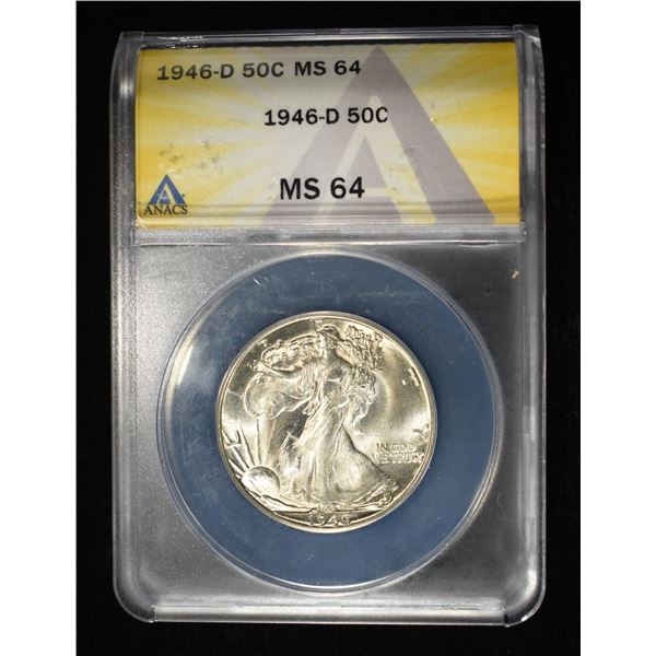 1946-D WALKING LIBERTY HALF DOLLAR ANACS MS-64