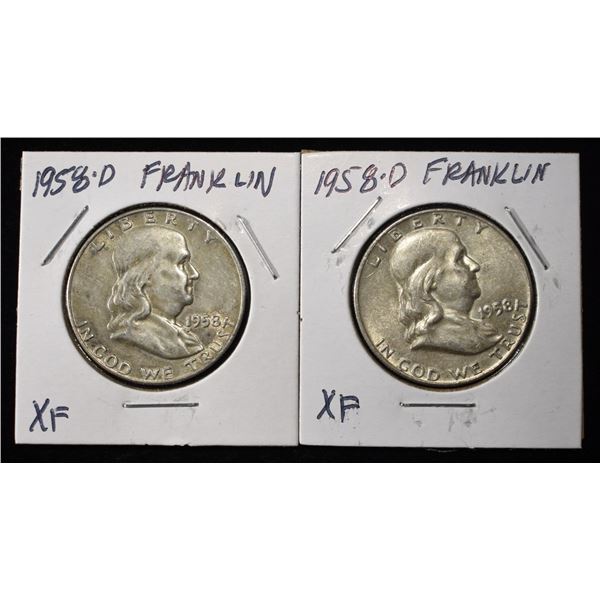 (2) 1958-D FRANKLIN HALF DOLLARS