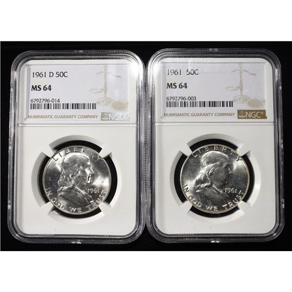 1961-P&D FRANKLIN HALF DOLLARS NGC MS64