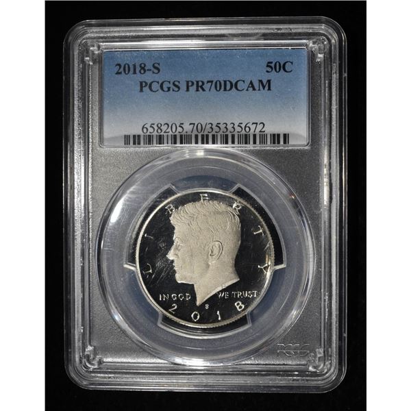 2018-S KENNEDY HALF DOLLAR PCGS PR70DCAM