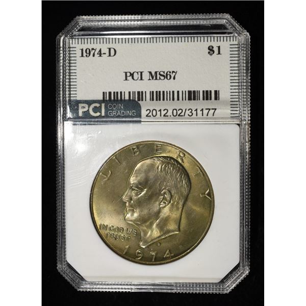 1974-D EISENHOWER DOLLAR PCI SUPERB GEM BU