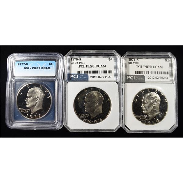 (3) GRADED EISENHOWER DOLLARS