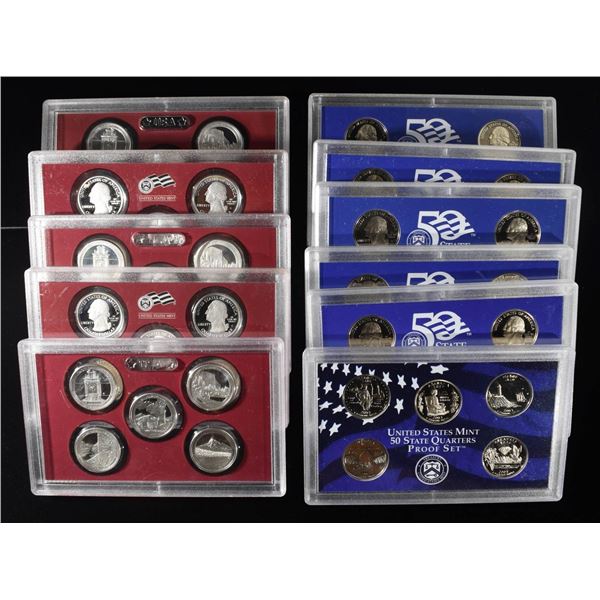 (6) 2005 & (5) 2010 STATE QUARTERS PROOF SETS