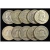 Image 1 : (10) 90% SILVER FRANKLIN HALF DOLLARS