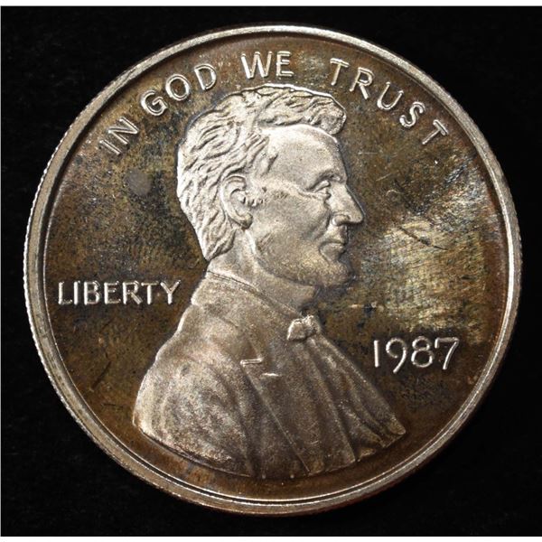 1987 LINCOLN 1 OZ .999 SILVER ROUND