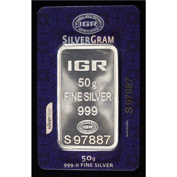 50G .999 SILVER IGR BAR