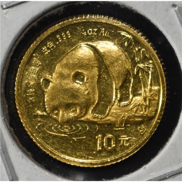 1987 PANDA 1/10OZ .999 GOLD CH BU